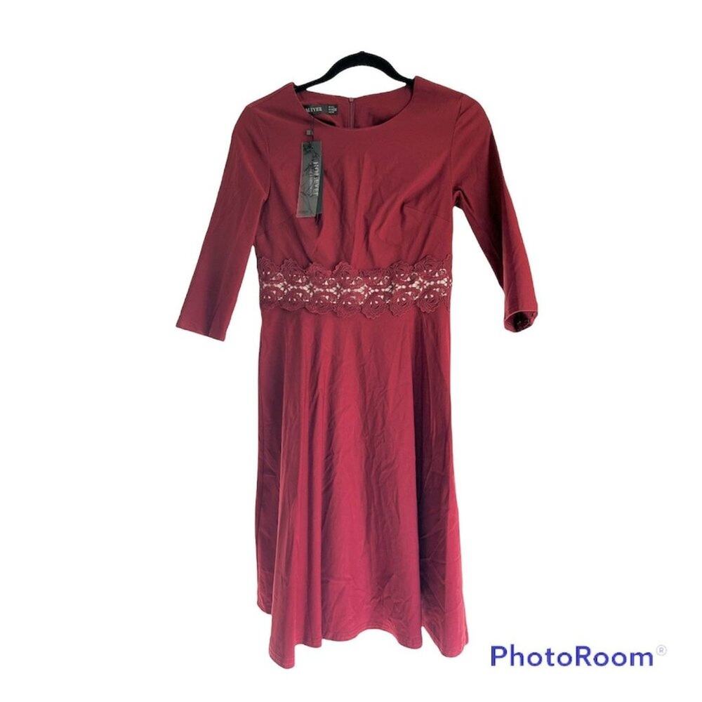HOMEYEE Women's 3/4 sleeve Cocktail A-Line Embroidery Party Wedding Guest Dress